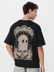 The Souled Store Men Graphic Printed Round Neck Cotton Oversized Fit T-shirt