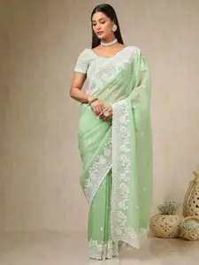Soch Ethnic Motifs Beads and Stones Organza Saree