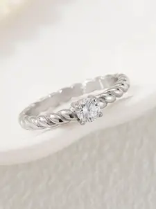 StyleCast Silver-Toned Stone-Studded Finger Ring