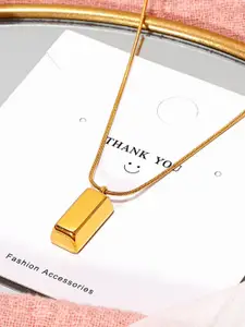 StyleCast Gold Biscuit-Shaped Pendant with Chain
