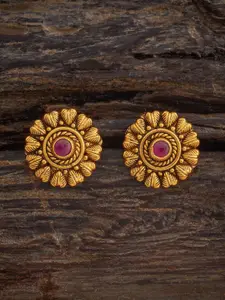 Kushal's Fashion Jewellery Embellished Bridal 92.5 Ruby Gold-Plated Ethnic Studs