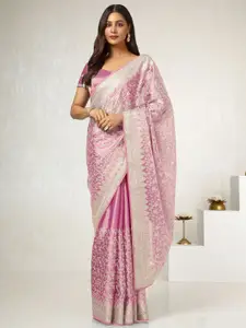 Soch Ethnic Motifs Beads and Stones Organza Saree