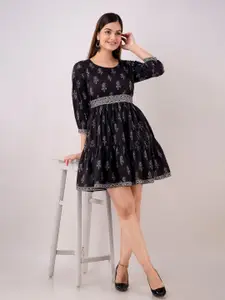 MERAAKI FASHION Women Floral Printed Fit & Flare Mini Dress