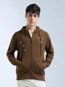 Flying Machine Men Embroidered Hooded Cotton Sweatshirt