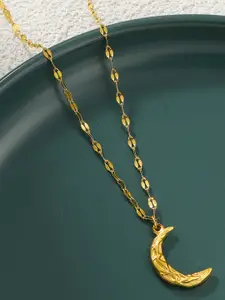 StyleCast Gold-Toned Half Moon Shaped Pendant with Chain