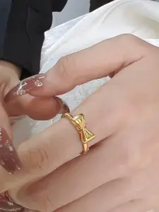 StyleCast Gold-Toned Elegant Bow Shaped Finger Ring