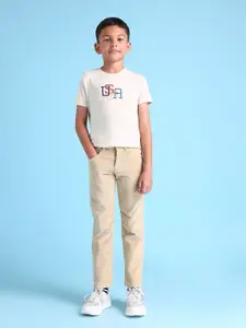 U.S. Polo Assn. Kids Boys Classic Slim Fit Mid-Rise Regular Trousers