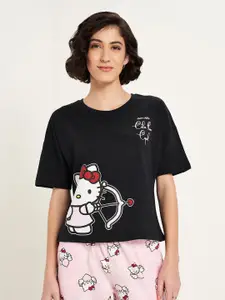 Dreamz by Pantaloons Women Printed Round Neck Cotton Lounge Tshirts