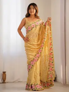 Anouk Floral Embroidered Pure Georgette Saree