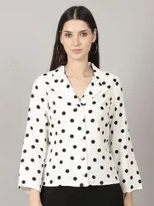 PRIDEWEAR Women Contemporary Fit Cuban Collar Polka Dots Printed Casual Shirt