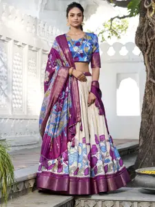 LOOKNBOOK ART Printed Ready to Wear Lehenga & Unstitched Blouse With Dupatta