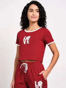 Dreamz by Pantaloons Women Cotton Printed Round Neck Lounge Tshirts