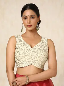 Soch Embellished V Neck Padded Saree Blouse With Sequins