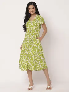 Moomaya Women Printed Midi A-Line Dress