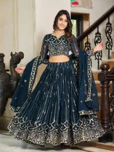 Ethnic Yard Embroidered Sequinned Silk Georgette Ready to Wear Lehnega Choli