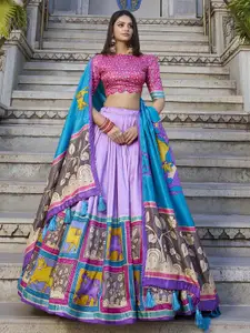 LOOKNBOOK ART Kalamkari Printed Ready to Wear Lehenga & Unstitched Blouse With Dupatta