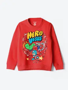 YK Marvel Boys Avengers Character Printed Pullover Sweatshirt