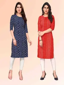 KETAKI FASHION Selection Of 2 Bandhani Printed Round Neck Kurta