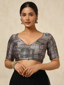 Soch Woven Design V-Neck Padded Saree Blouse