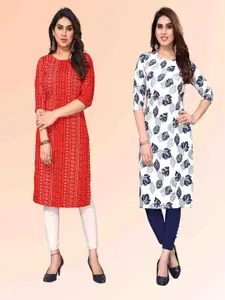 KETAKI FASHION Selection Of 2 Bandhani Printed Straight Kurtas
