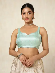 Soch  Zari Woven Padded Tussar Saree Blouse