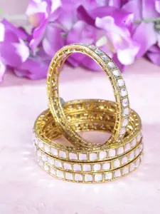 Priyaasi Set Of 4 Gold Plated Kundan-Studded Bangles