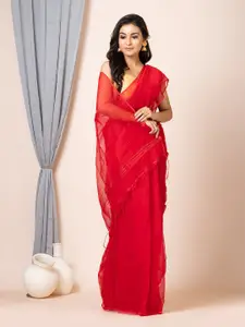 Laa Calcutta Solid Sequinned Saree