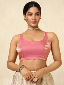 Soch Padded Round Neck Organza Saree Blouse