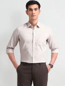 Arrow Men Classic Slim Fit Spread Collar Vertical Striped Cotton Casual Shirt