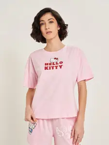 Dreamz by Pantaloons Women Printed Round Neck Cotton Lounge Tshirts