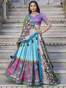 LOOKNBOOK ART Kalamkari Printed Ready to Wear Lehenga & Unstitched Blouse With Dupatta