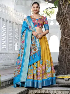 LOOKNBOOK ART Kalamkari Printed Ready to Wear Lehenga & Unstitched Blouse With Dupatta