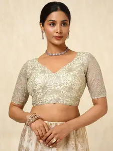 Soch Embellished Sequins V-Neck Saree Blouse