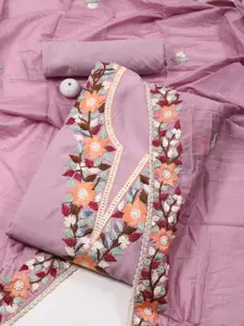 Meena Bazaar Embroidered Art Silk Unstitched Dress Material