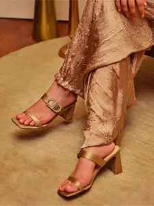 CAI Women Embellished Buckle Gold Heel