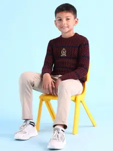 U.S. Polo Assn. Kids Boys Striped Round Neck Cotton Pullover Sweater