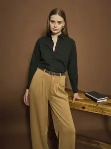 The Roadster Lifestyle Co. Women Spread Collar Gingham Checked Cotton Casual Shirt