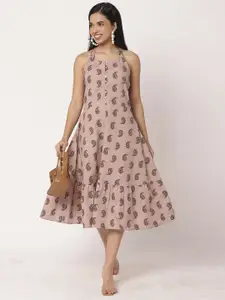 Moomaya Floral Print Fit & Flare Dress