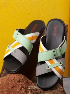 The Roadster Lifestyle Co Men Colorblocked Cross Strap Sliders