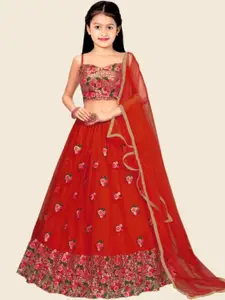 F Plus Fashion Girls Embroidered Semi-Stitched Lehenga & Unstitched Blouse With Dupatta