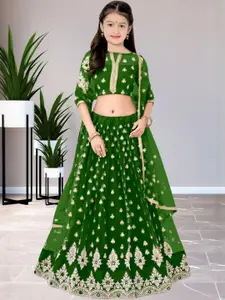 F Plus Fashion Girls Embellished Semi-Stitched Lehenga & Unstitched Blouse With Dupatta