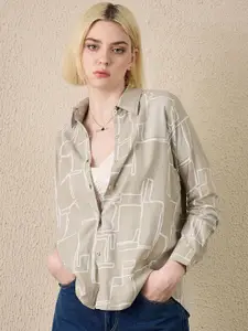 The Roadster Lifestyle Co. Women Geometric Printed Spread Collar Casual Shirt