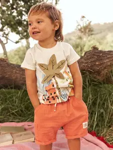 INCLUD Boys Printed Round Neck T-Shirt With Shorts