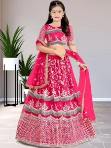 F Plus Fashion Girls Embellished Semi-Stitched Lehenga & Unstitched Blouse With Dupatta