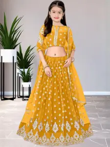 F Plus Fashion Girls Embellished Semi-Stitched Lehenga & Unstitched Blouse With Dupatta