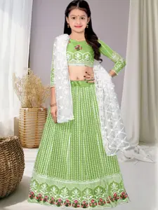 F Plus Fashion Girls Embroidered Semi-Stitched Lehenga Set With Dupatta