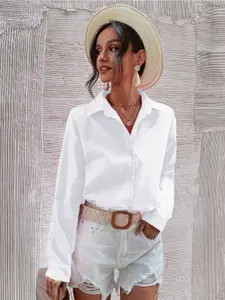 BAESD Women Comfort Regular Fit Solid Spread Collar Cotton Casual Shirt