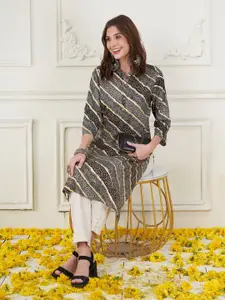 Anouk Bandhani Printed Mandarin Collar Straight Kurta