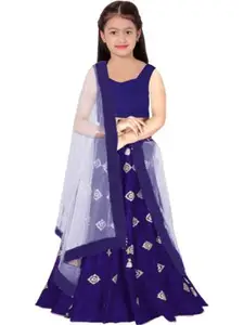 F Plus Fashion Girls Semi-Stitched Lehenga & Unstitched Blouse With Dupatta