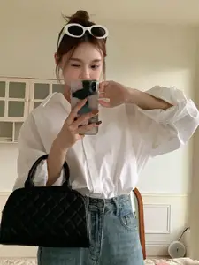 BAESD Women Comfort Regular Fit Solid Spread Collar Cotton Casual Shirt